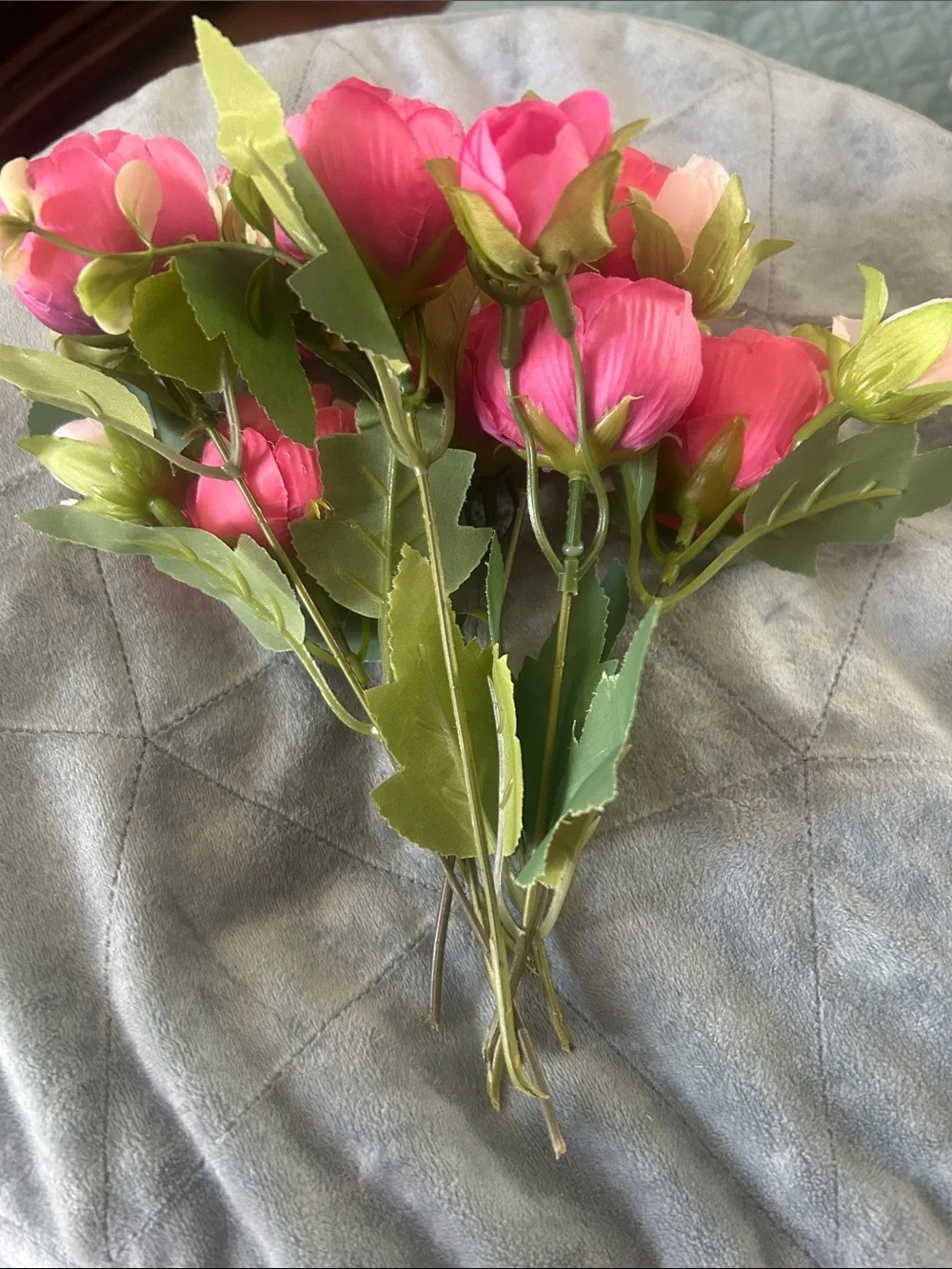 Fuchsia Pink Artificial Rose Bouquet